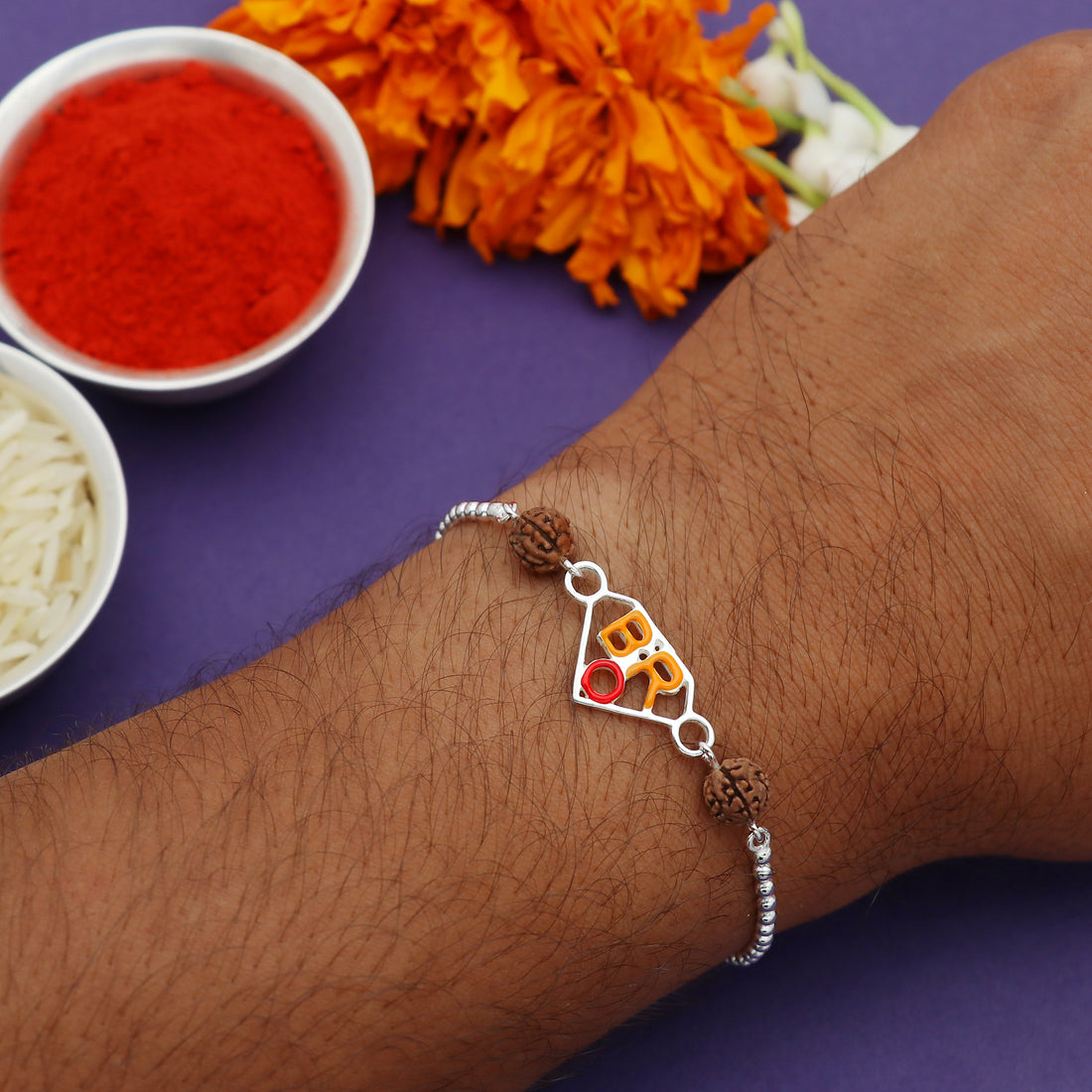 BR0 Rudraksha Silver Rakhi