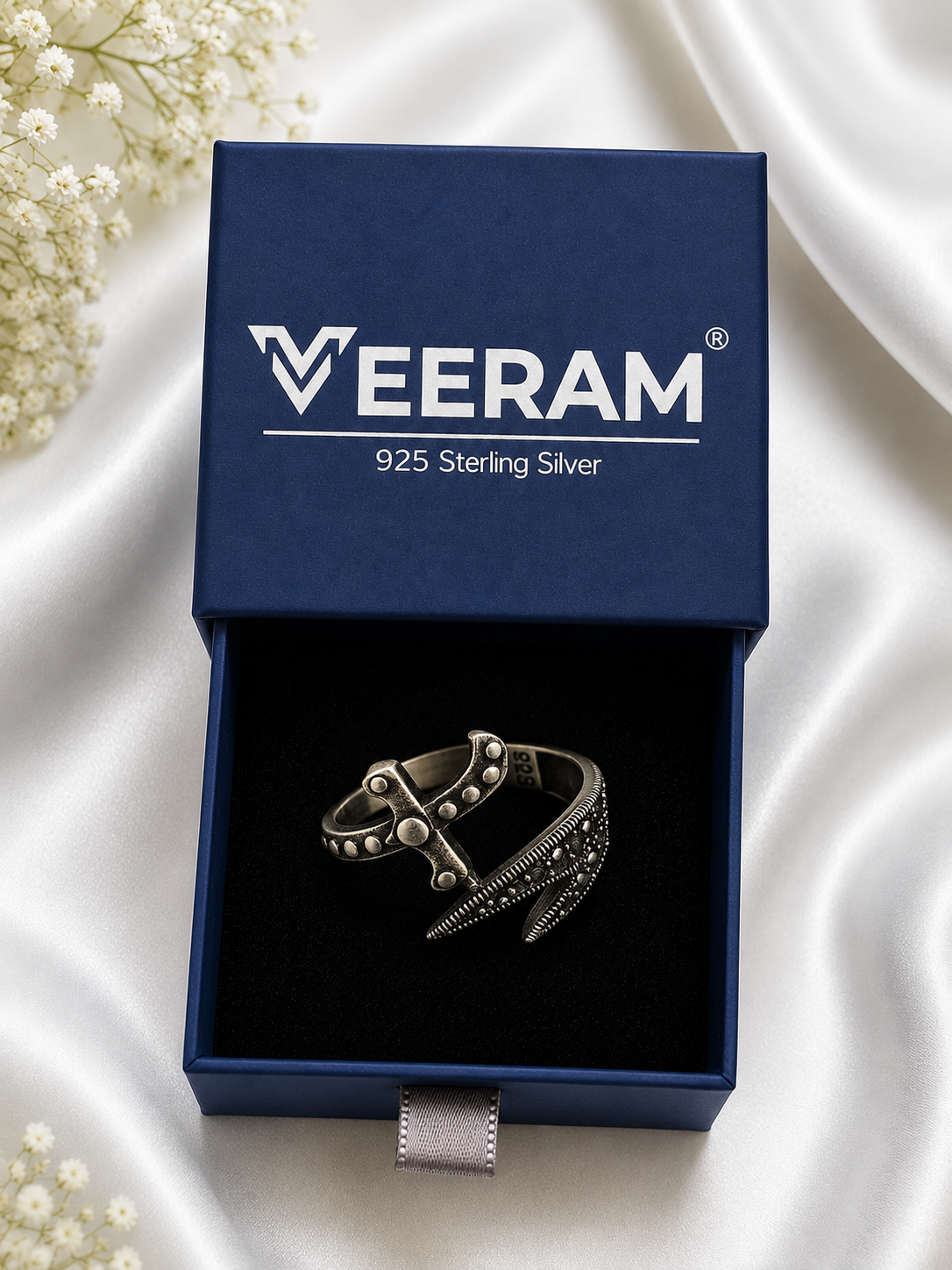 Dual-Stripe Oxidised Silver Band