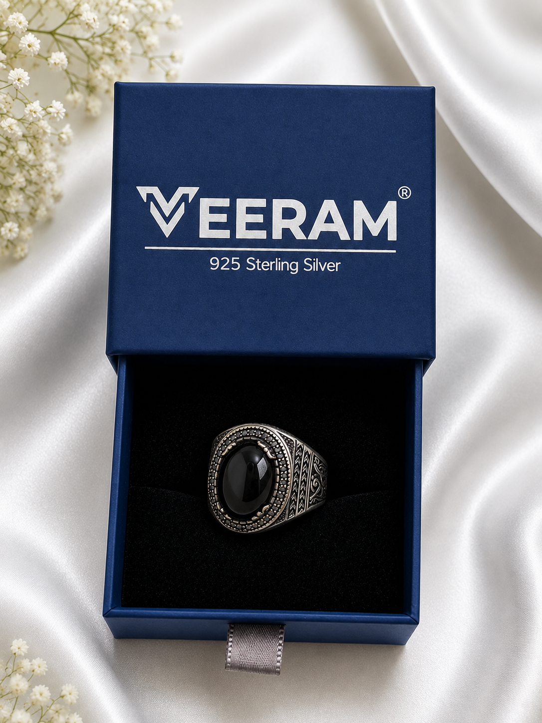 Vintage Black Onyx Silver Ring