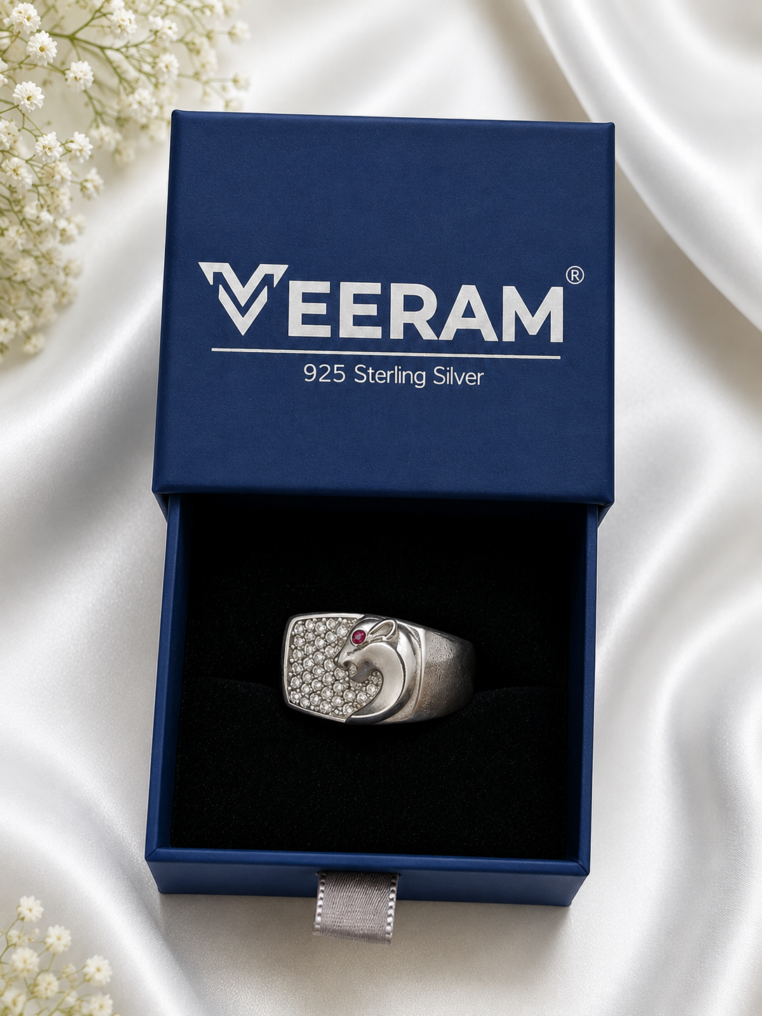 Crystal Fox Silver Ring