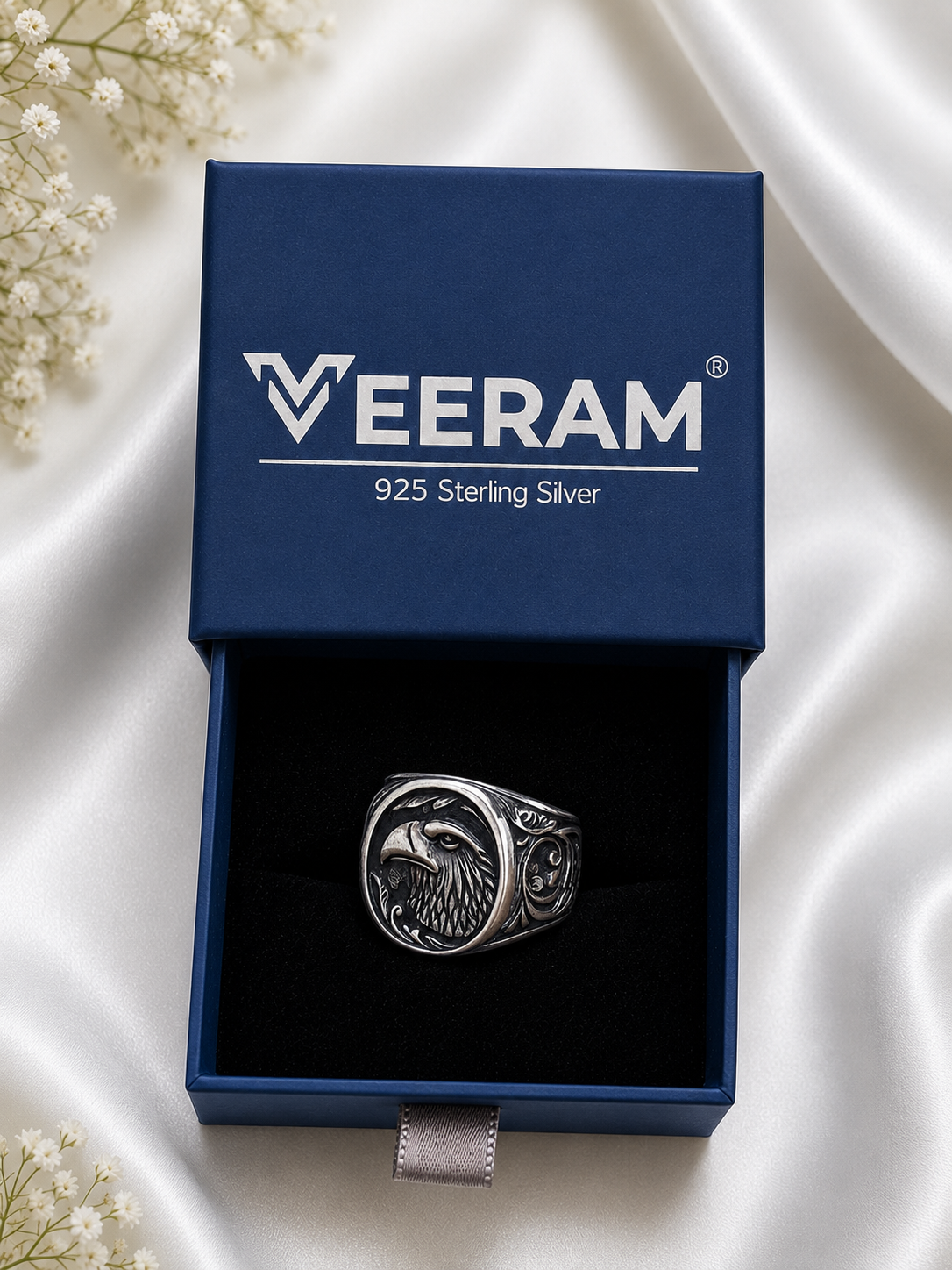 Majestic Eagle Embossed Silver Ring