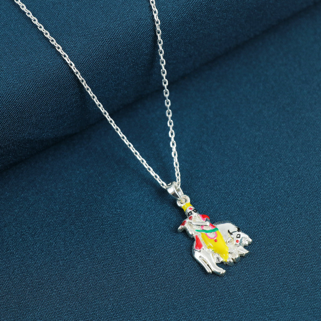 Silver Lord Krishna Chain Pendant