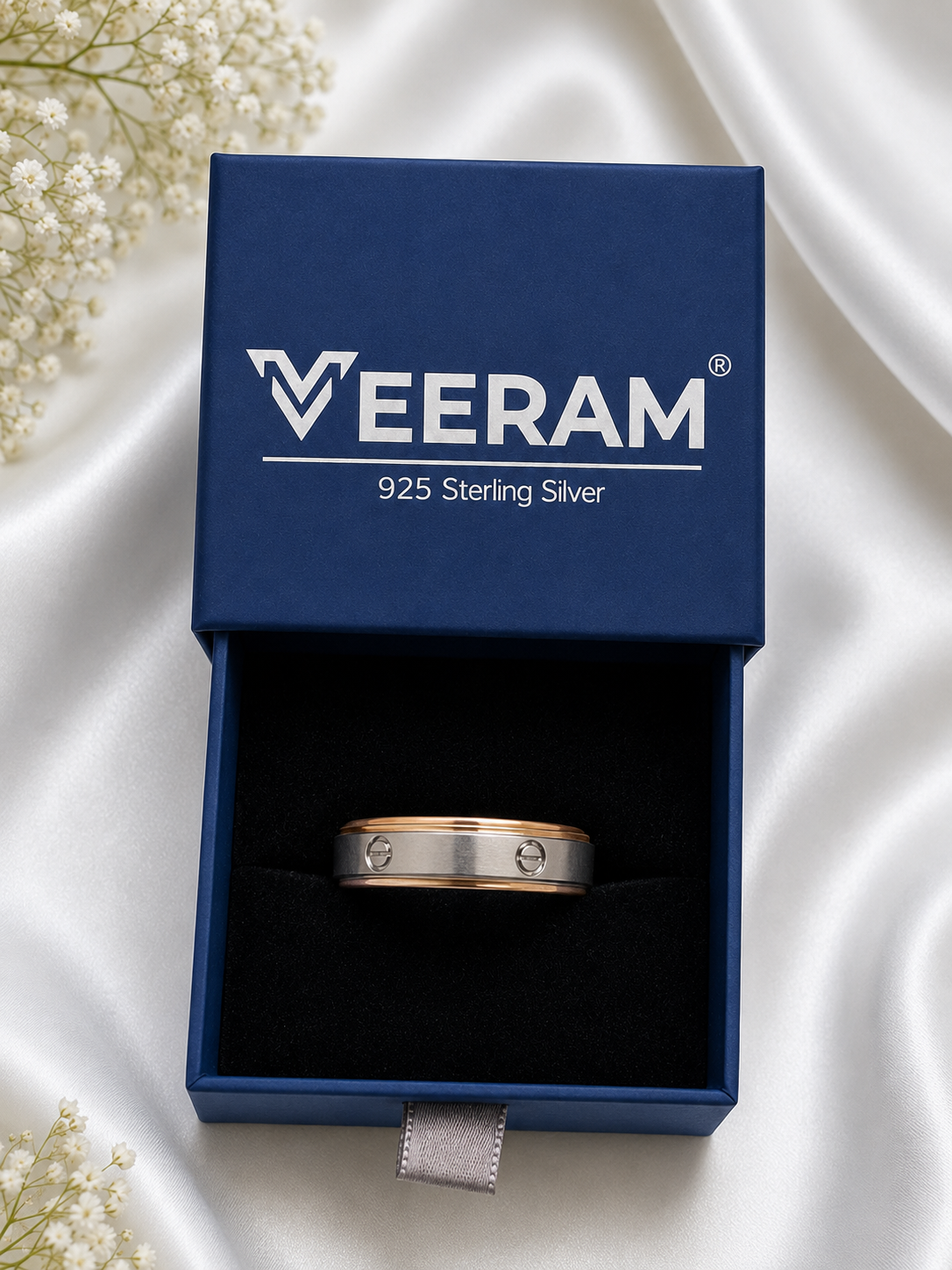 Dual-Tone Screw Motif Ring
