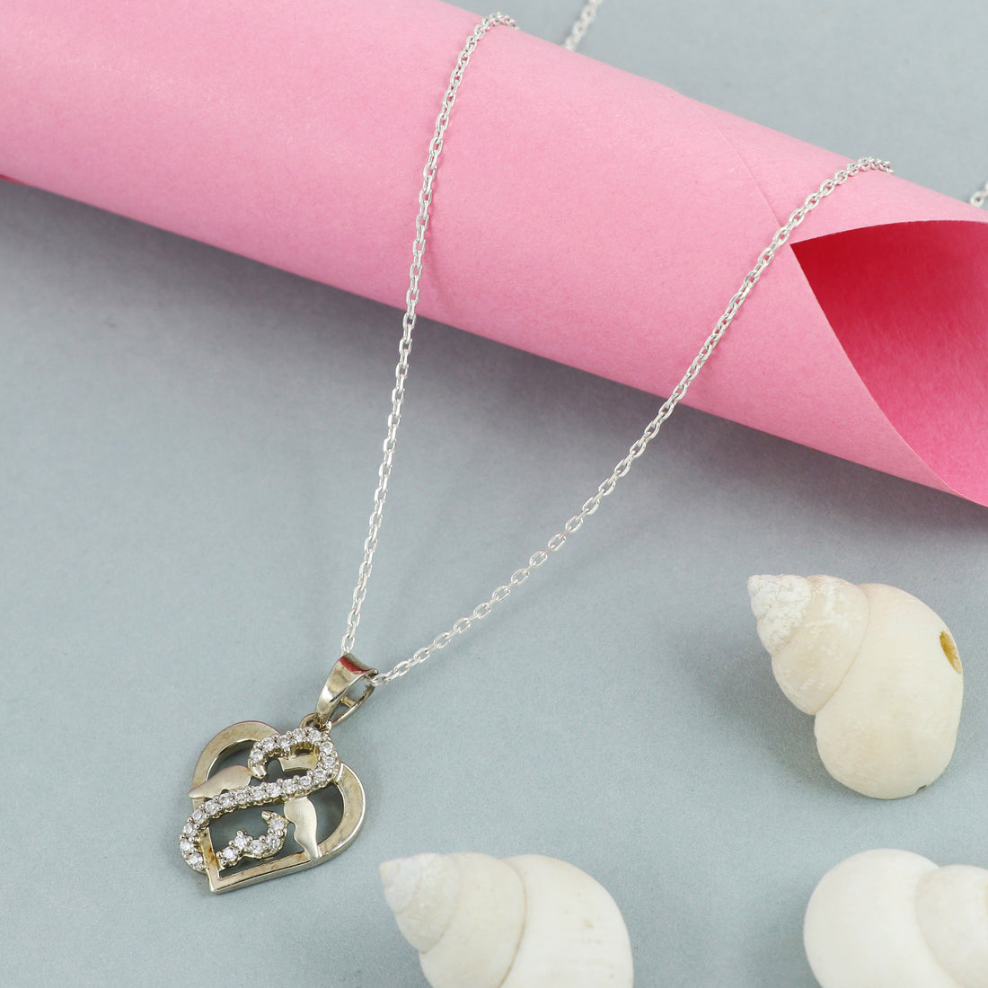 Silver Elegant Heart Chain Pendant
