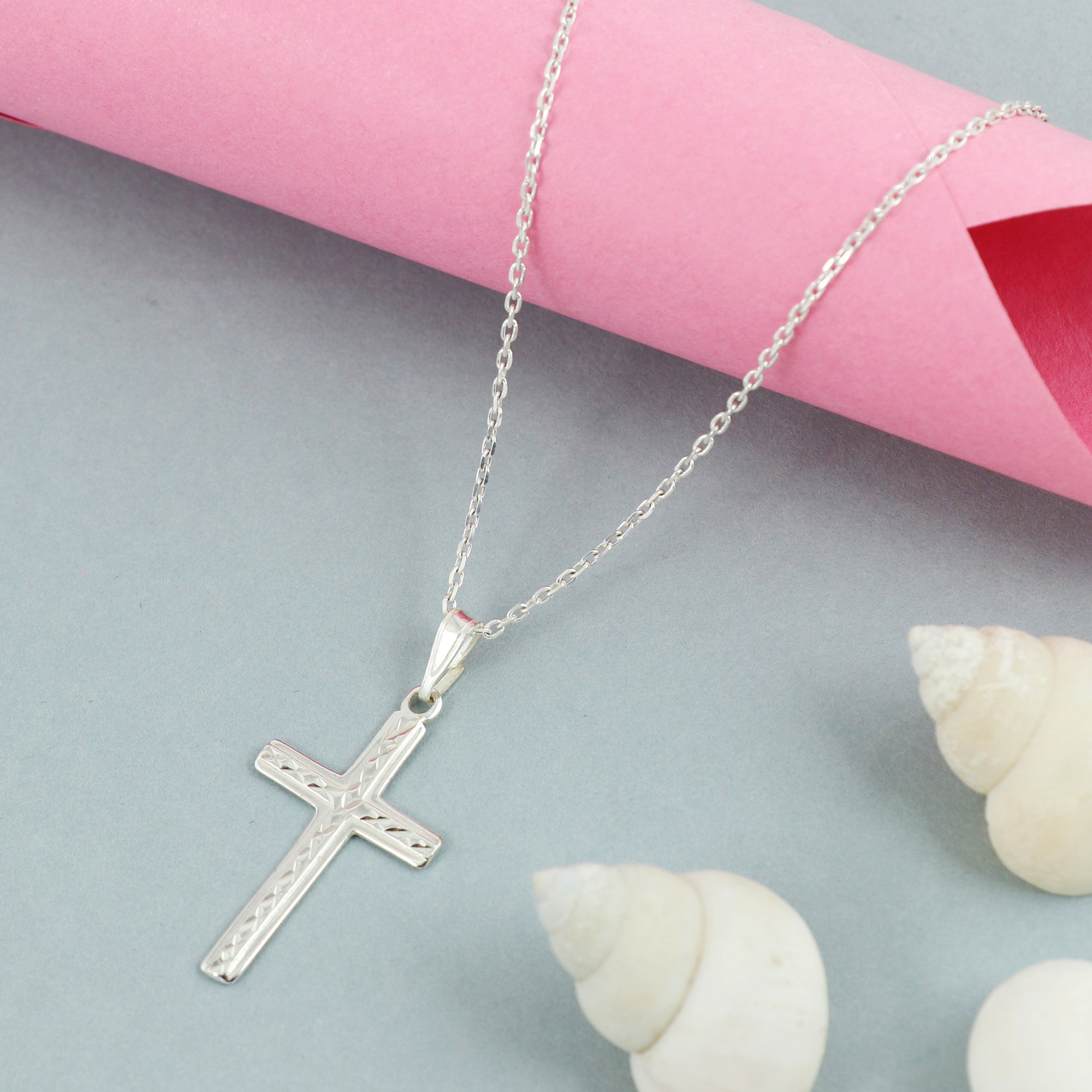 Silver Faith Cross Chain Pendant