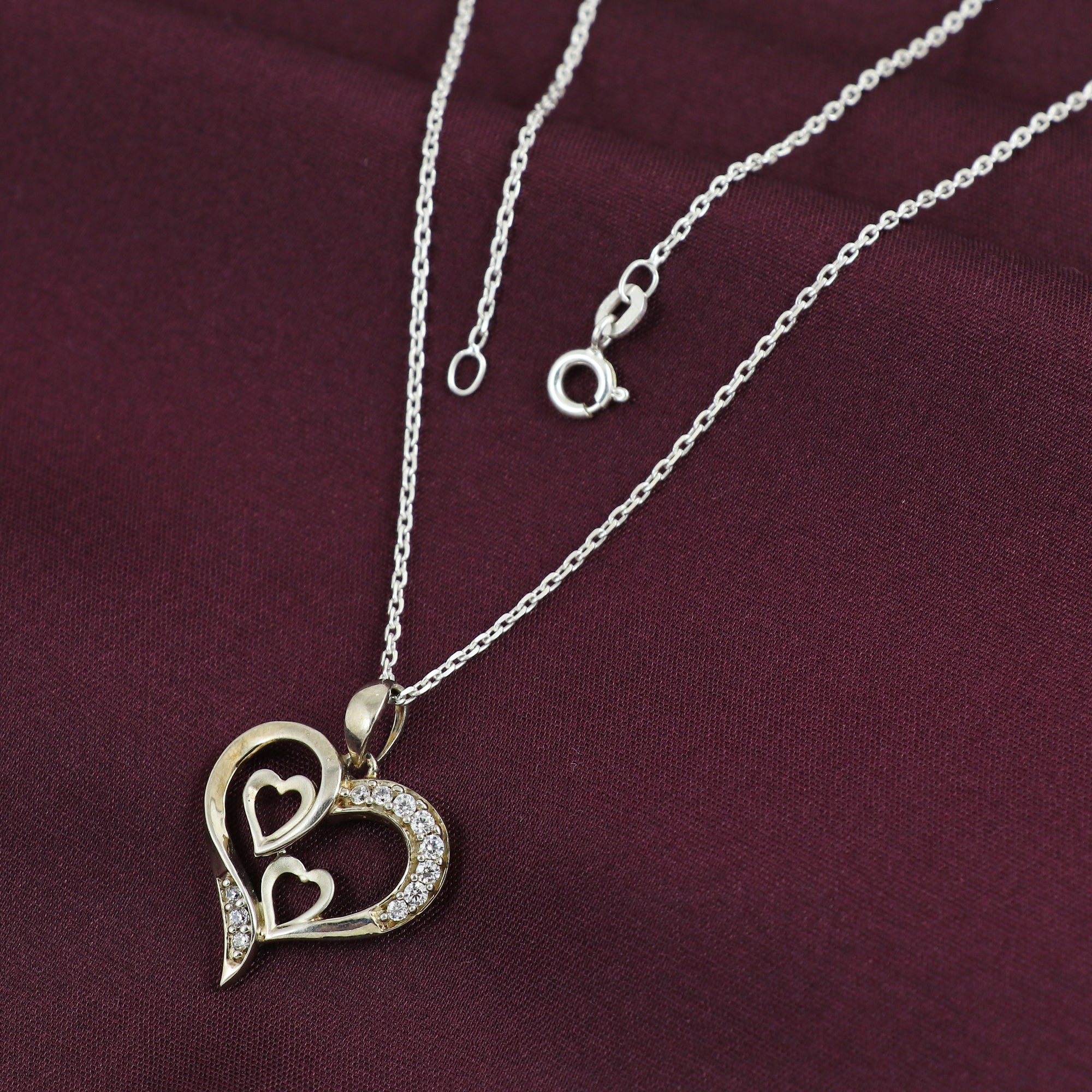 Silver Triple Love Spark Chain Pendant