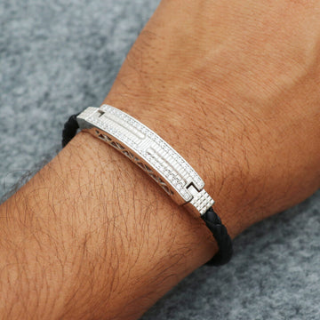Silver Attire Leather Bracelet