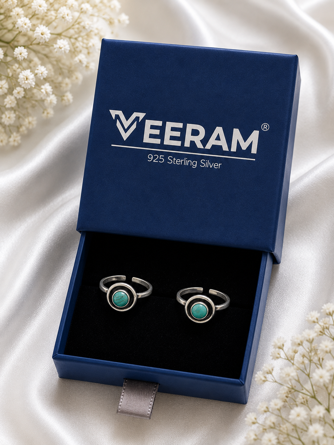 Oxidised Silver Turquoise Blue Toering