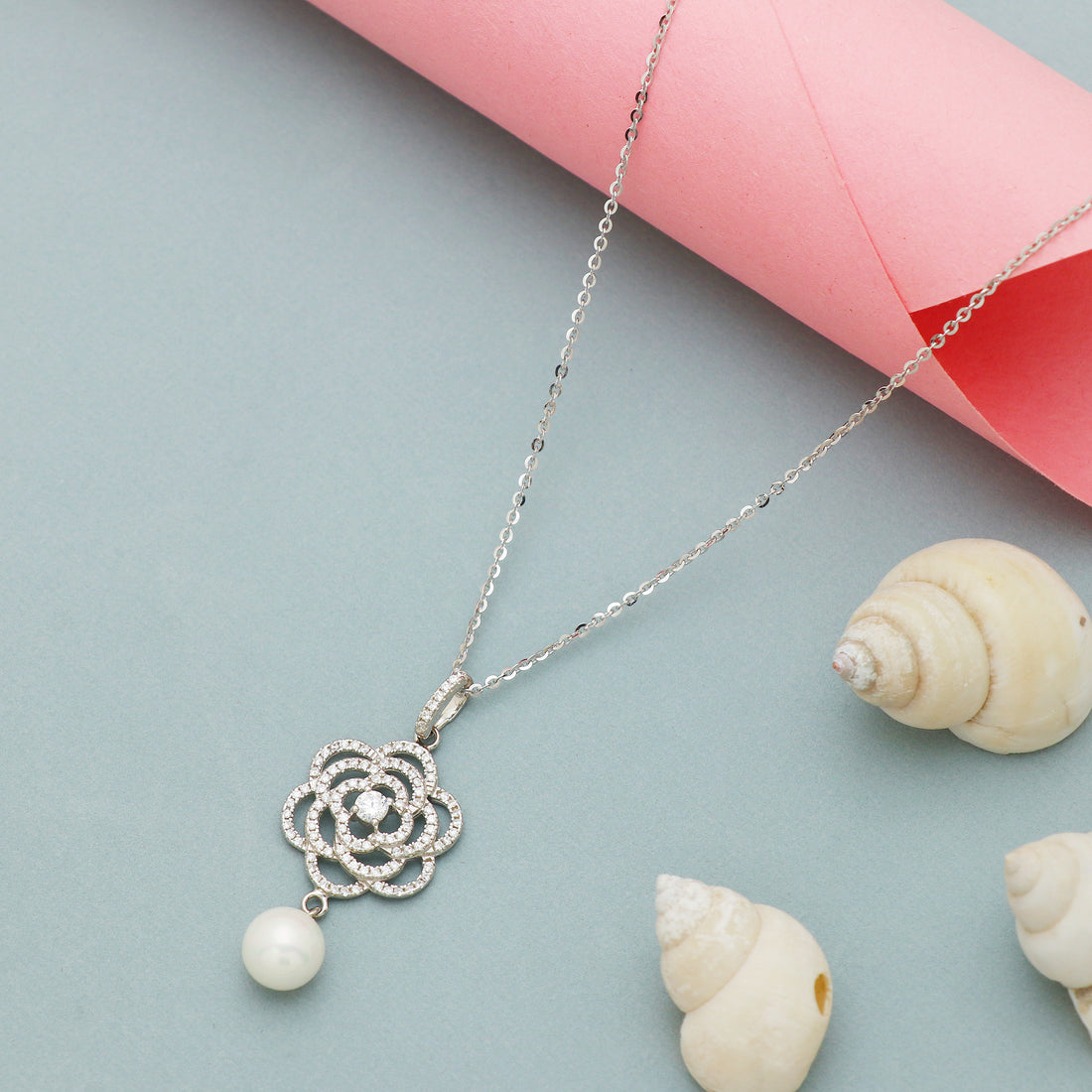 Silver Eternal Blossom Pearl Pendant