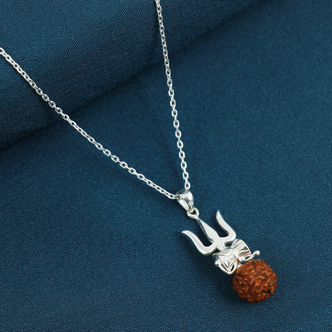 Silver Trishul Rudraksha Chain Pendant