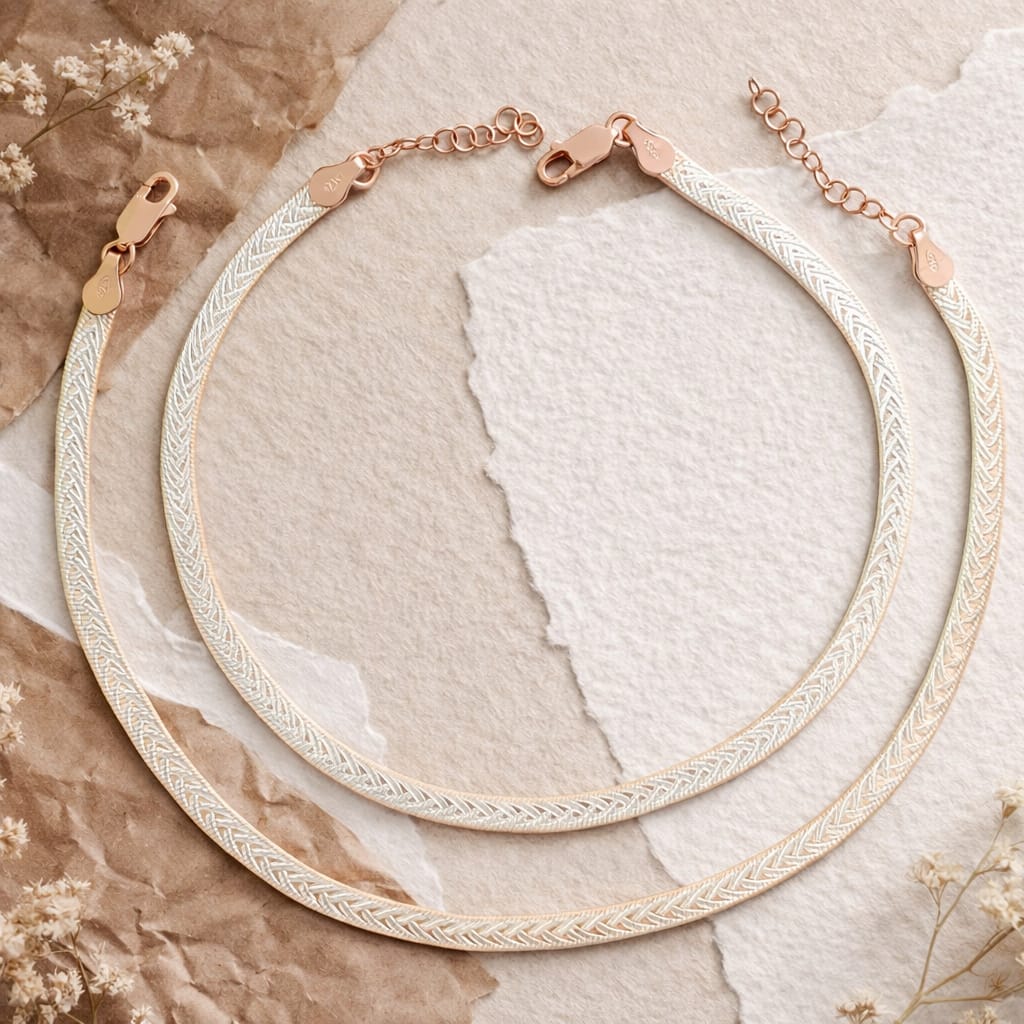 Rose Glow Engraved Anklet