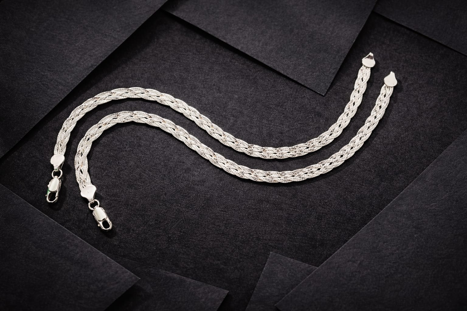 Elegant Braided Silver Anklet