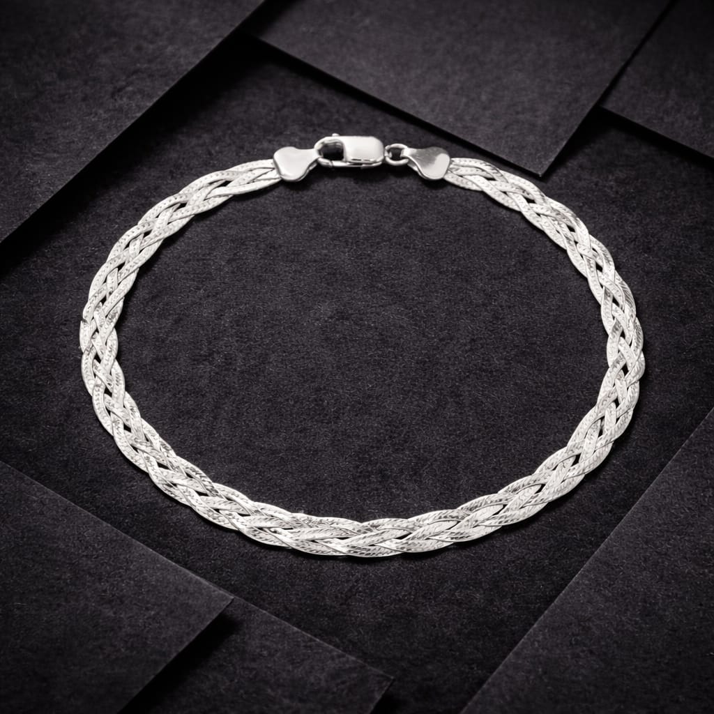 Elegant Braided Silver Anklet