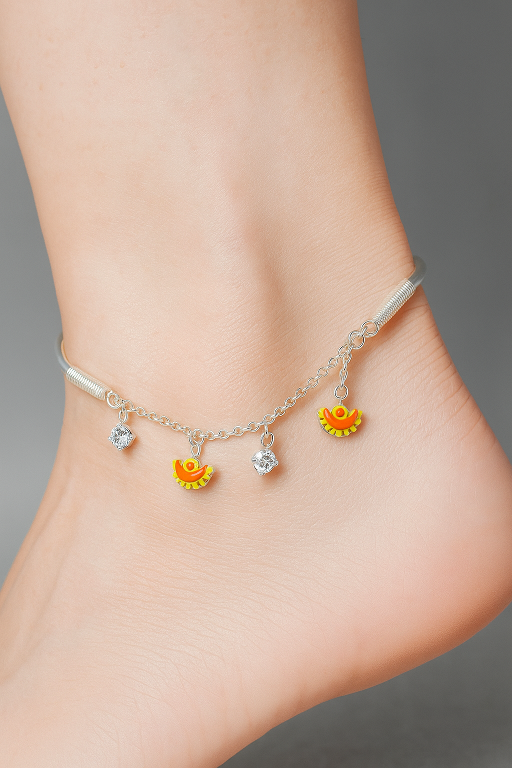 Silver Kada Charm Anklet