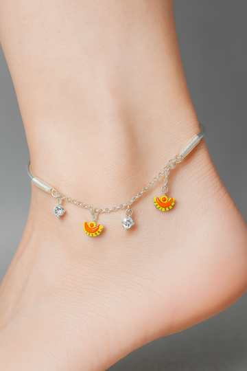 Silver Kada Charm Anklet