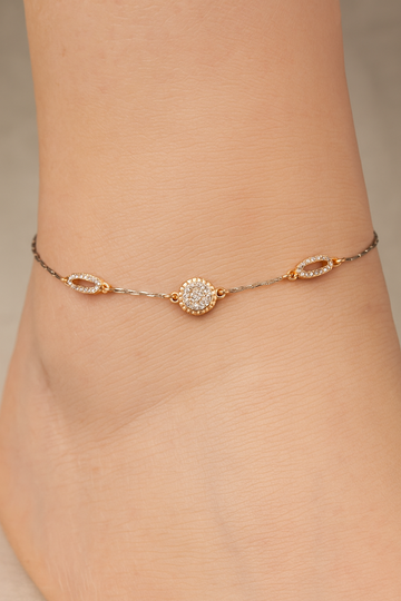 Silver Rosegold Elegant Anklet