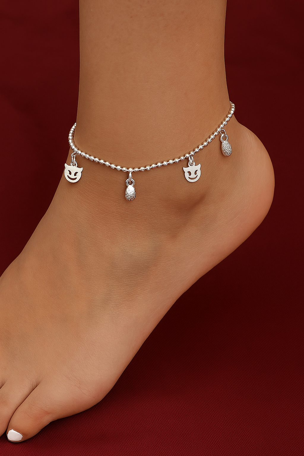 Silver Designer Charm Anklet