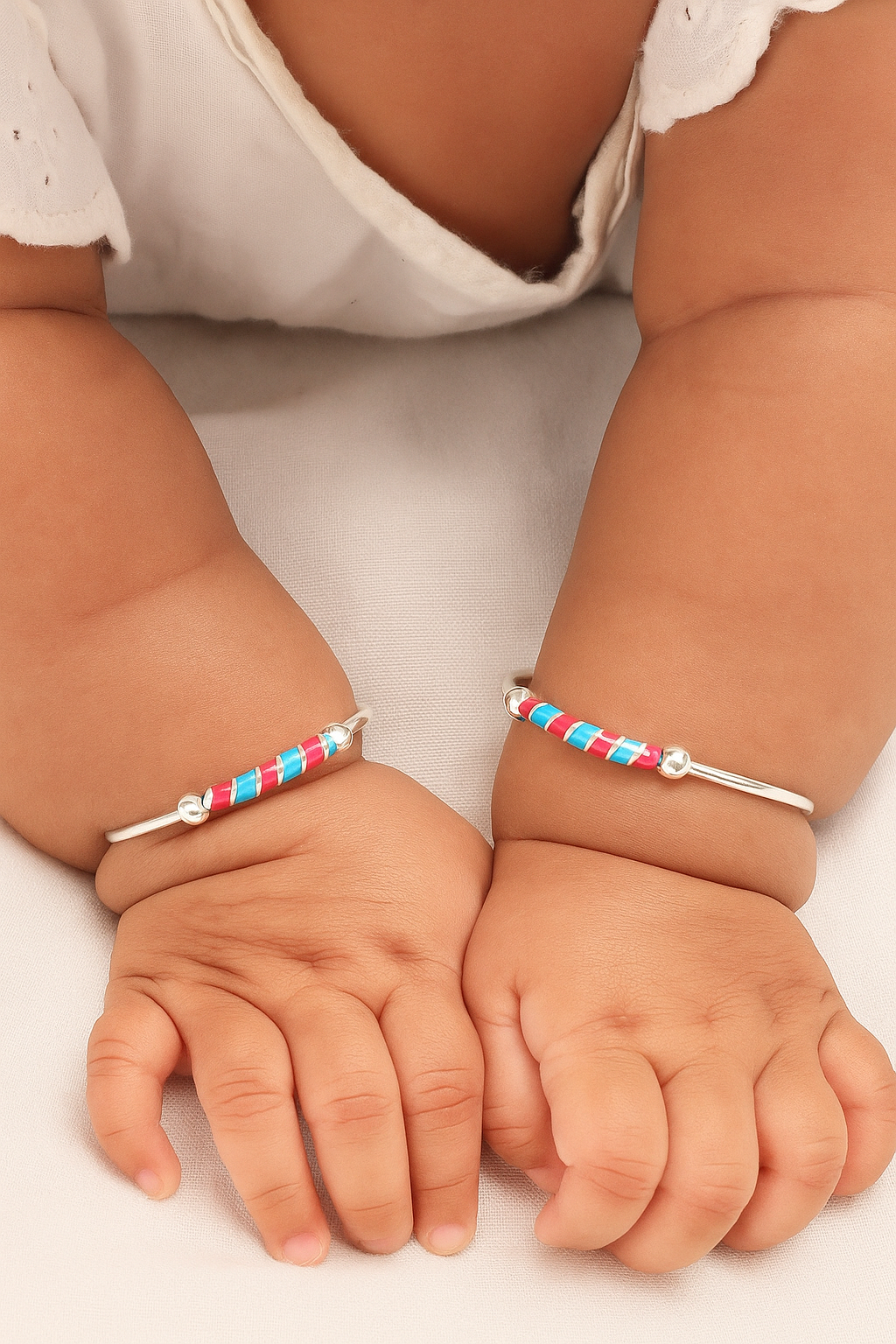 Silver Adjustable Rainbow Kada Set