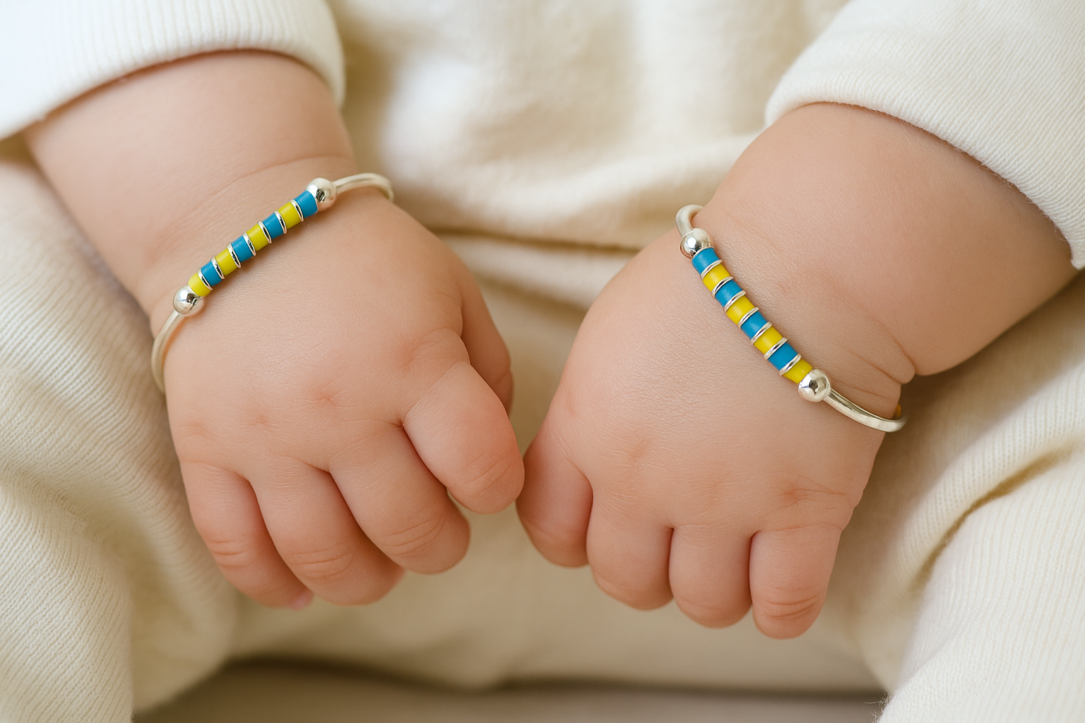 Silver Adjustable Rainbow Kada Set