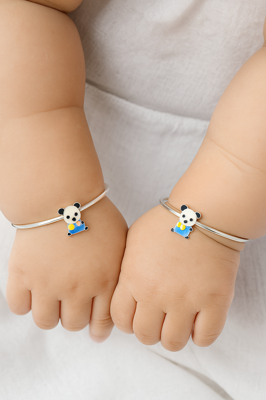 Silver Adjustable Panda Kada Set