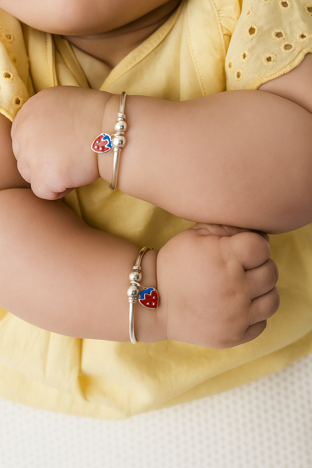 Silver Adjustable Strawberry Kada Set