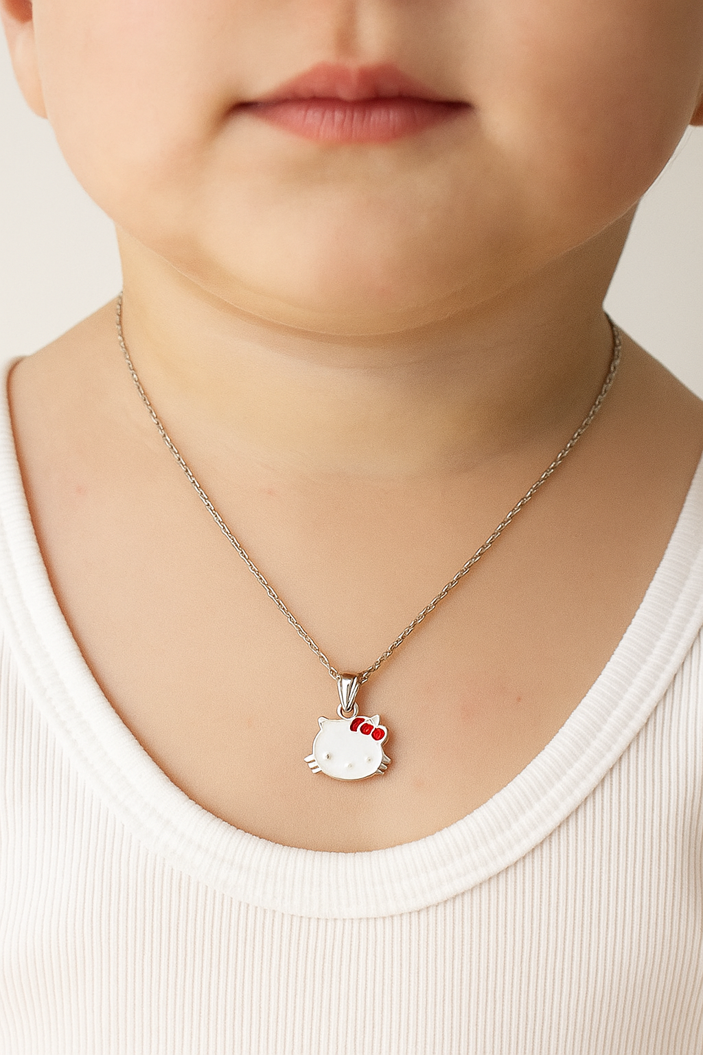 Silver Baby Kitten Pendant Set