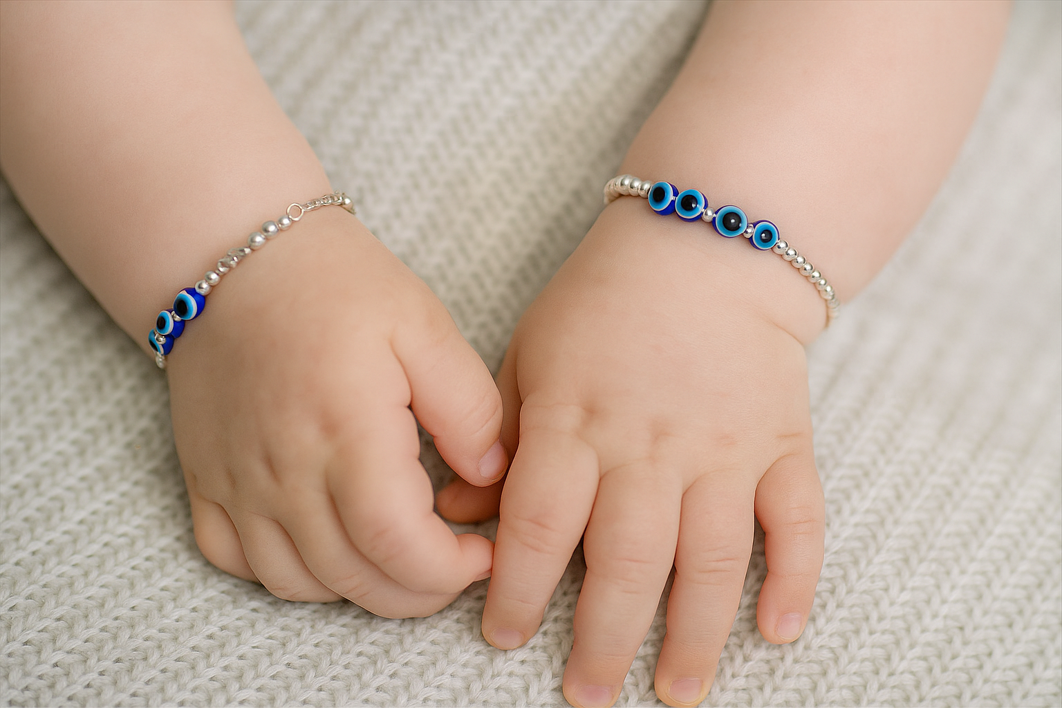 Silver Evil Eye Baby Nazariya Set