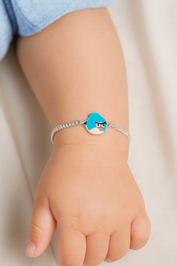 Pure Silver Angry Bird Baby Bracelet