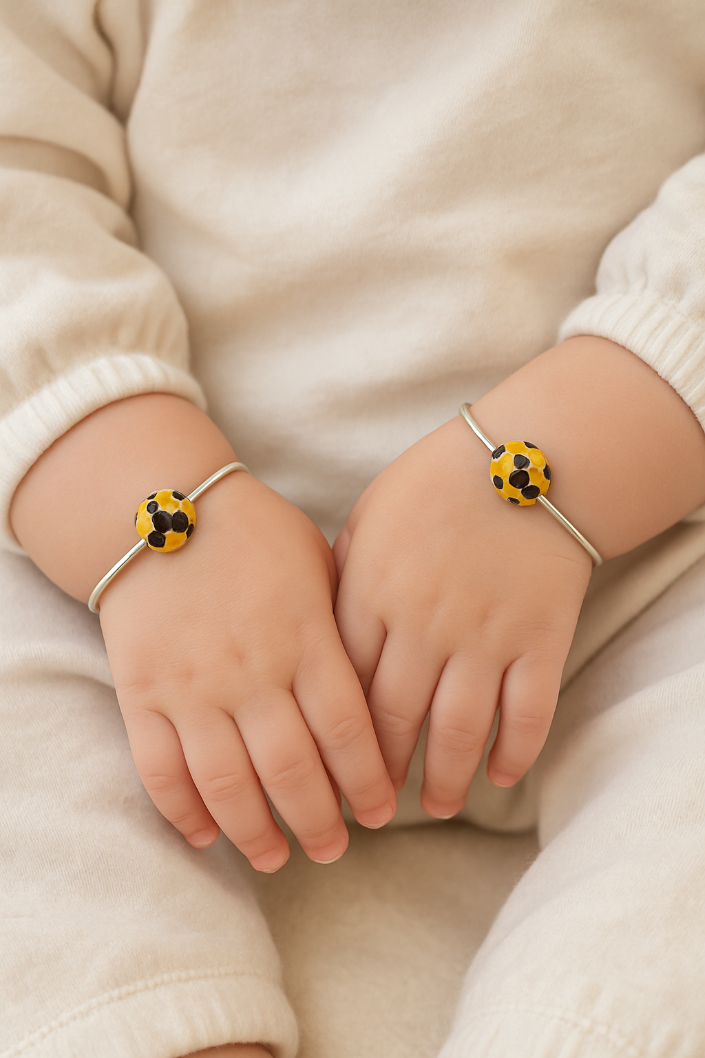 Silver Adjustable Soccer Baby Kada