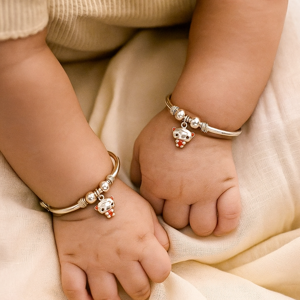 Silver Baby Kitten Adjustable Kada