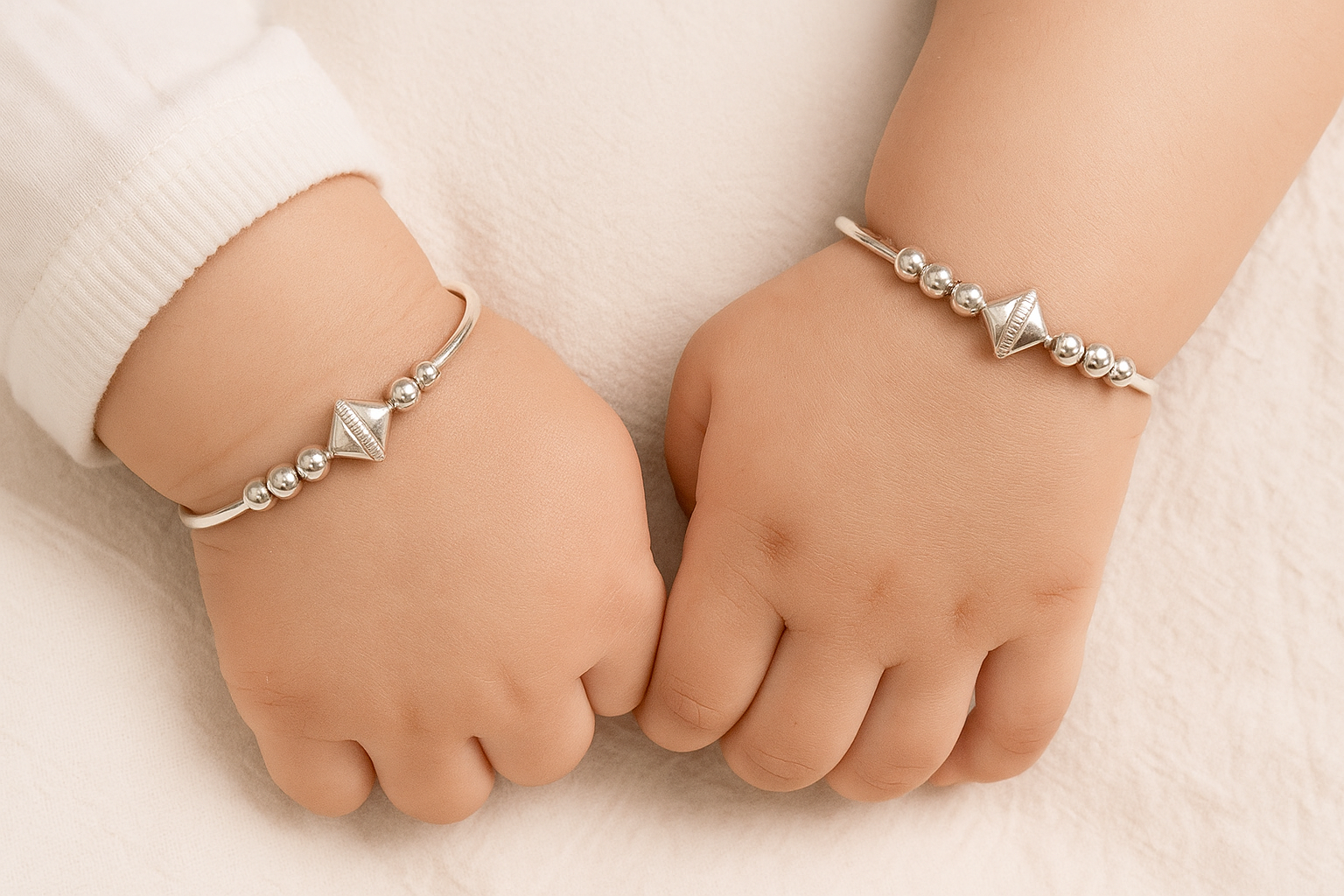 Silver Baby Adjustable Dazzling Kada Sets