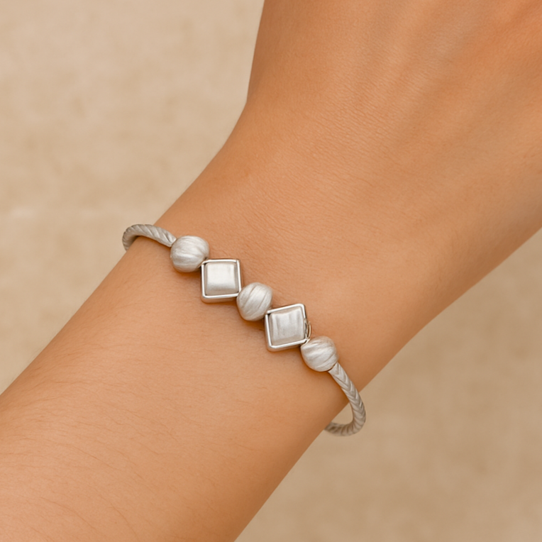 Silver Oxidised Bead Bracelet