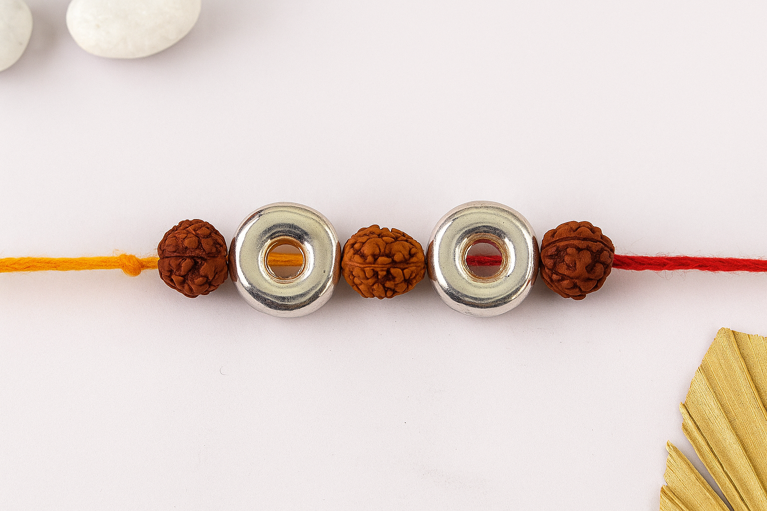 Silver Dual Rudraksha Wheel Rakhi