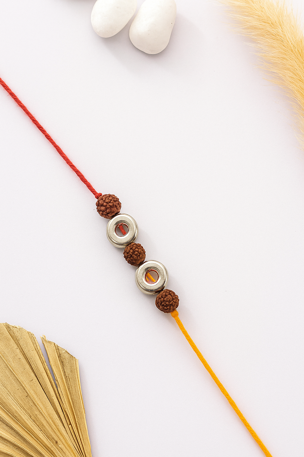 Silver Dual Rudraksha Wheel Rakhi