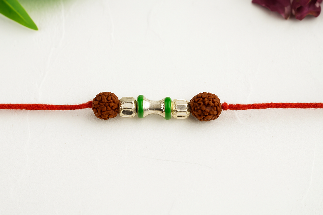 Sacred Rudraksha Silver Rakhi