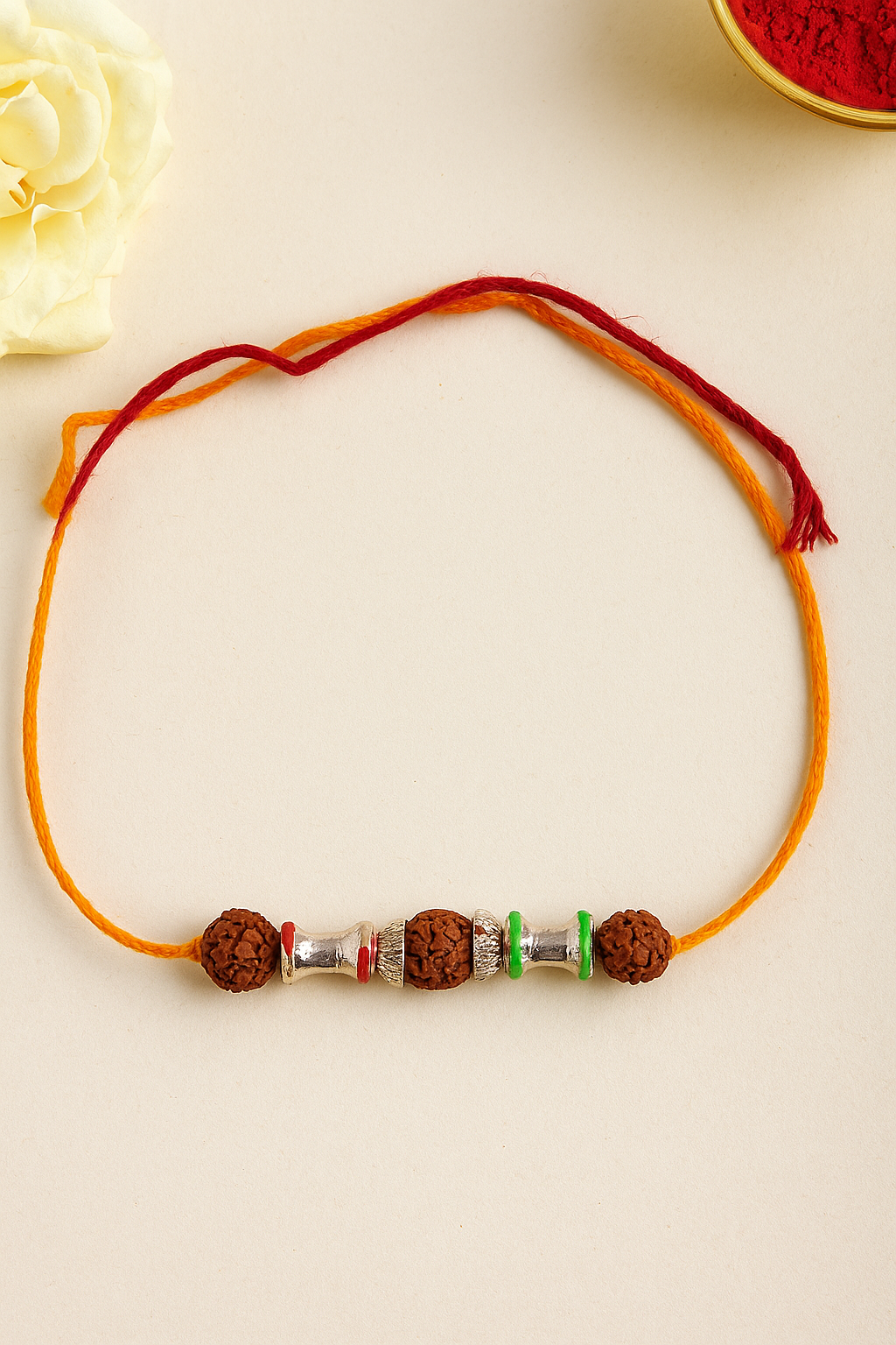 Silver Trishakti Rudraksha Rakhi