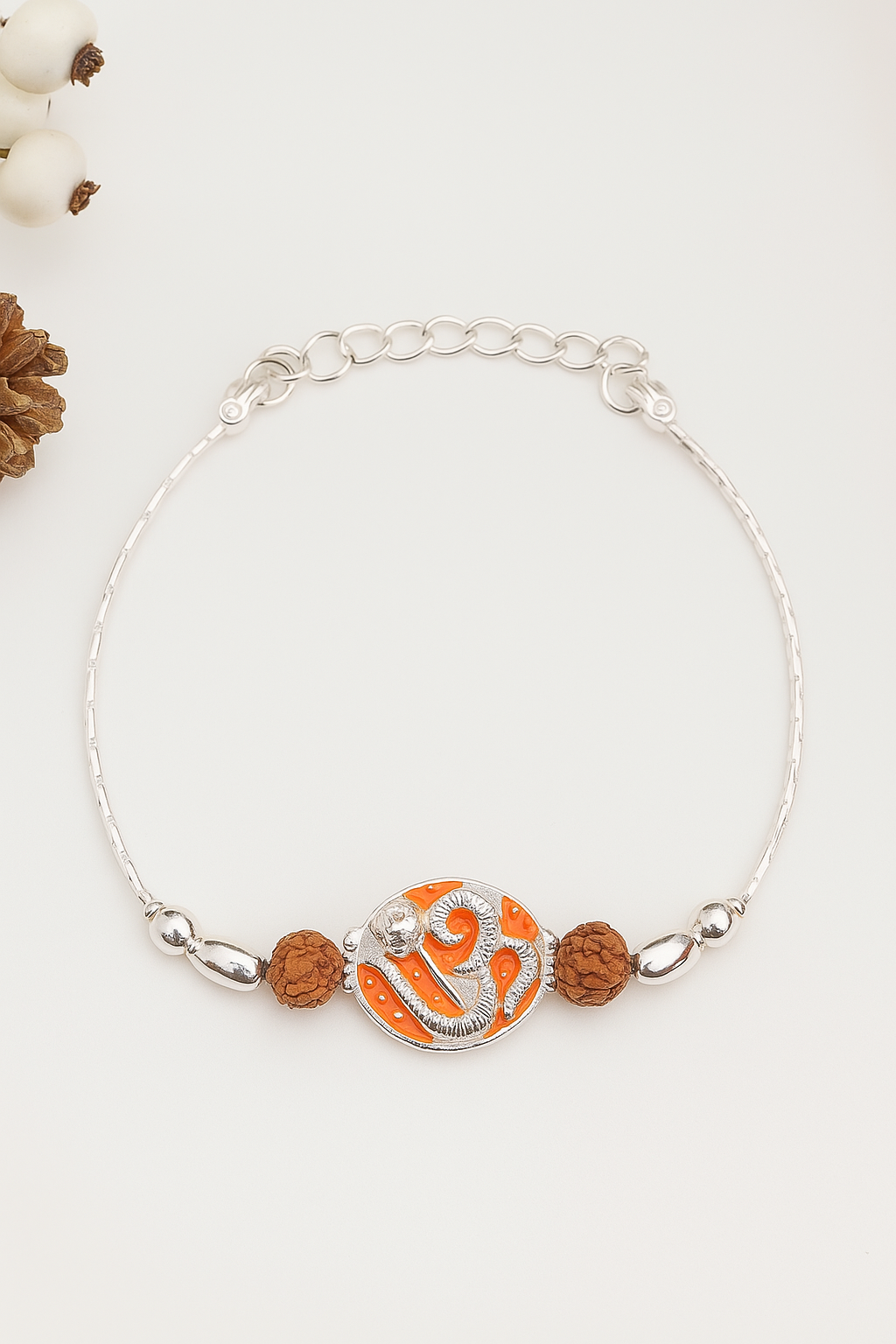 Om Rudraksha Silver Rakhi