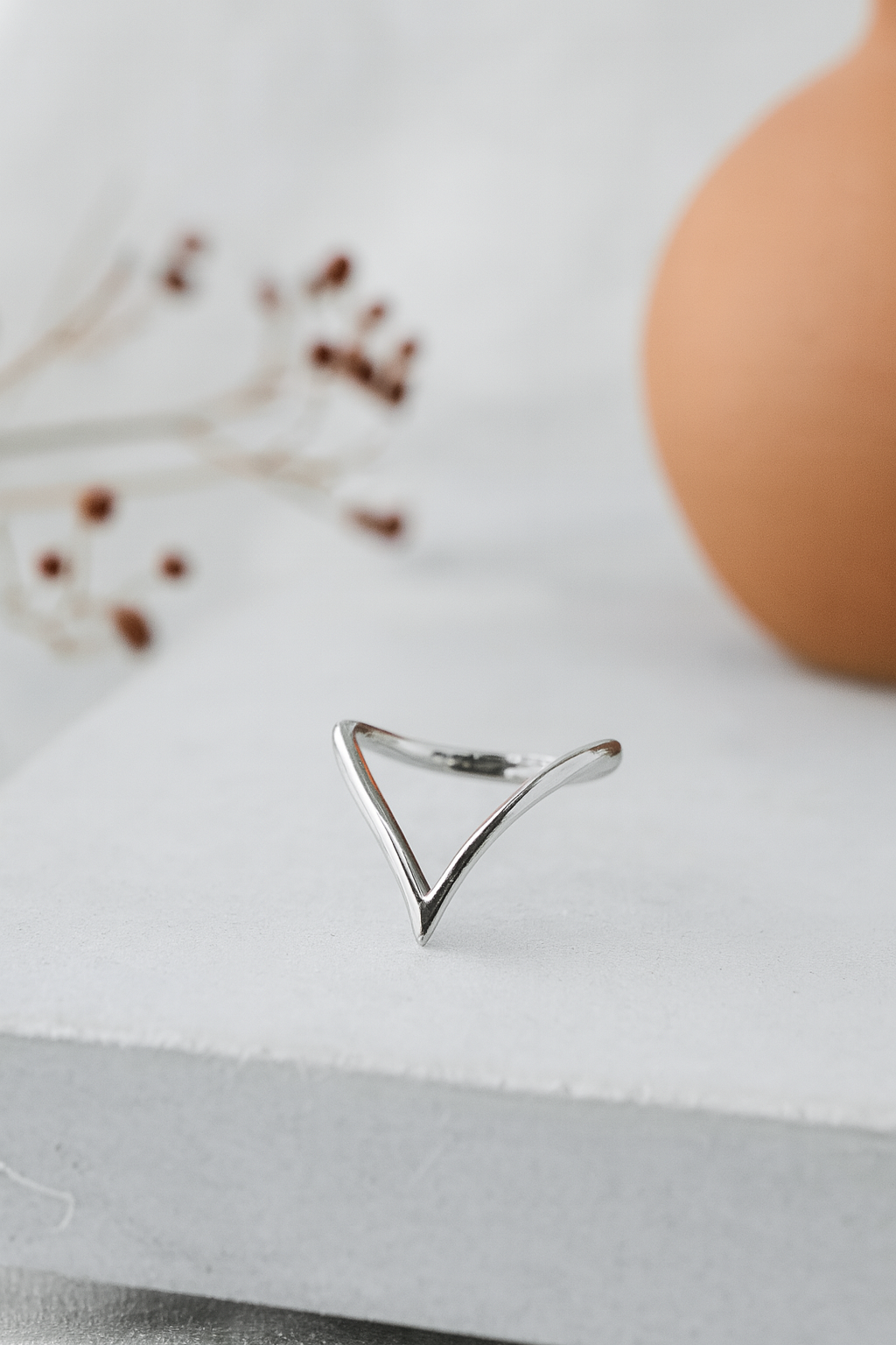 Minimal V-Shape Sleek Silver Ring