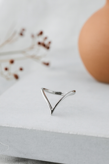 Minimal V-Shape Sleek Silver Ring