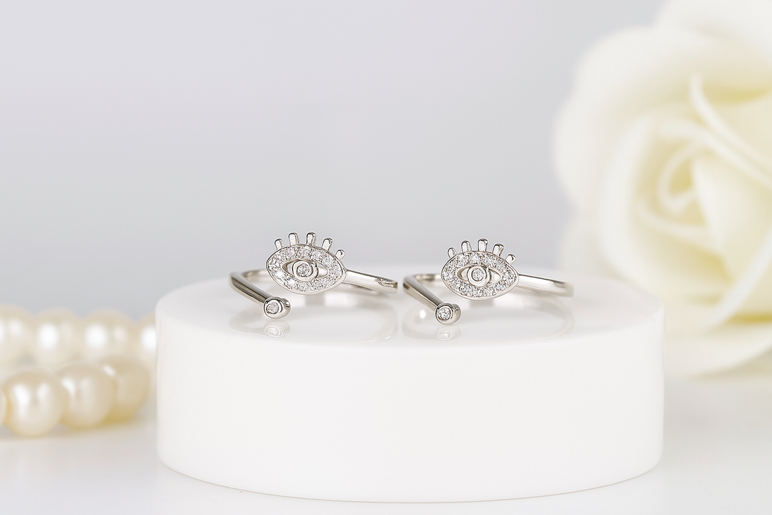 Evil Eye Sparkle Toe Rings