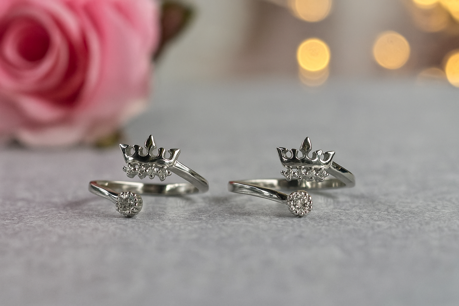Crown Elegance Toe Rings