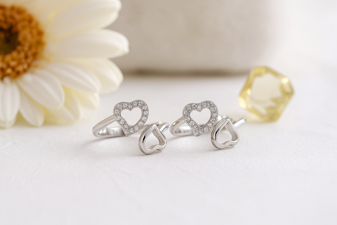 Sparkle Heart Silver Toe Ring