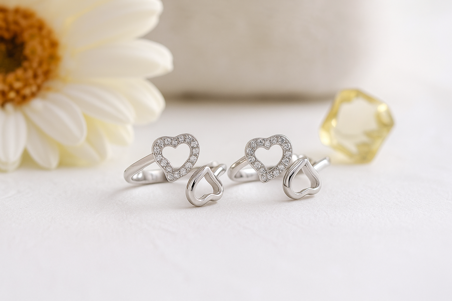 Sparkle Heart Silver Toe Ring
