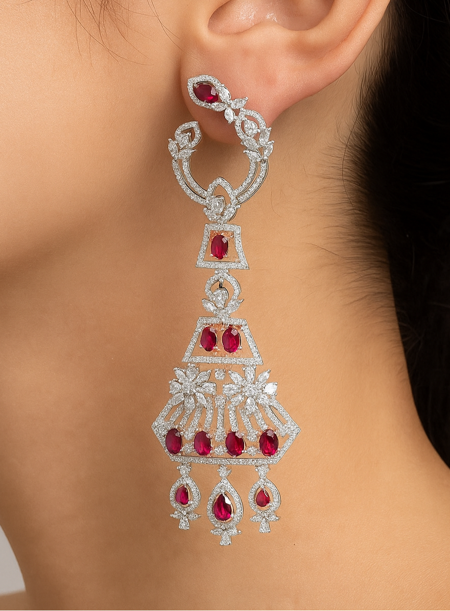Silver Ruby Earrings
