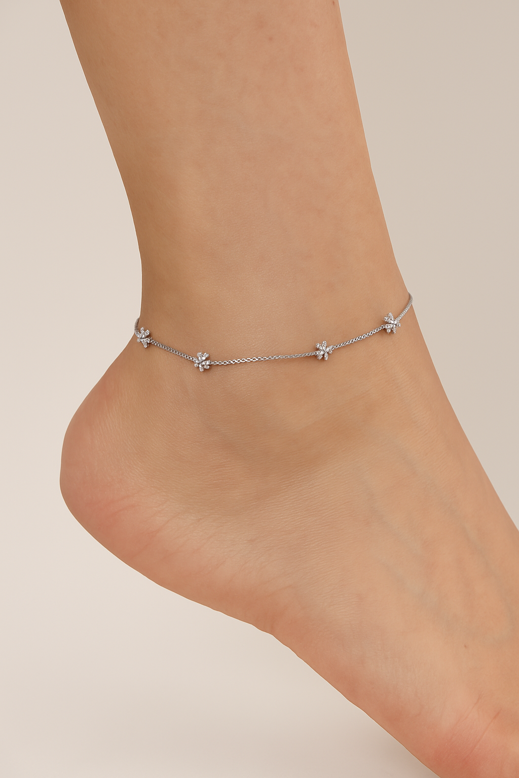 Silver Faith Leaf Anklet