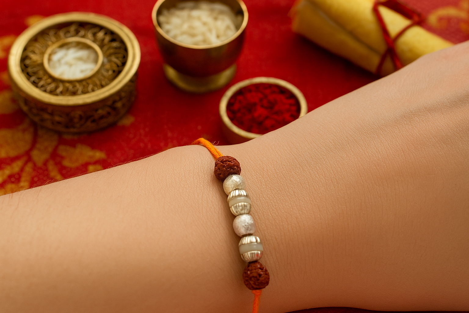 Silver Divine Rudraksha Heritage Rakhi