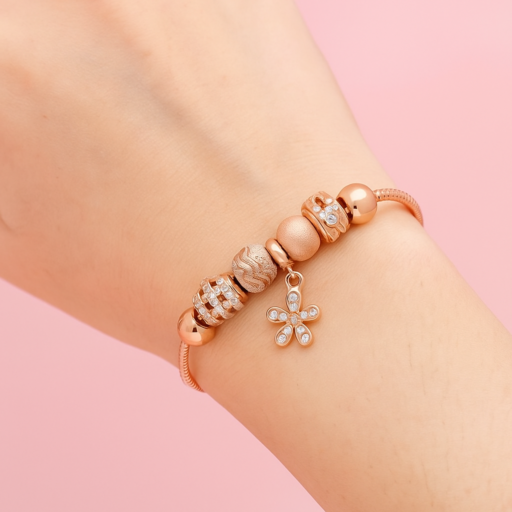 Silver Rose Gold Pandora Bracelet