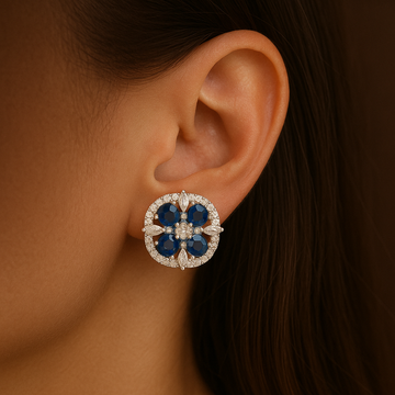 Sapphire Floral Cluster Stud Earrings