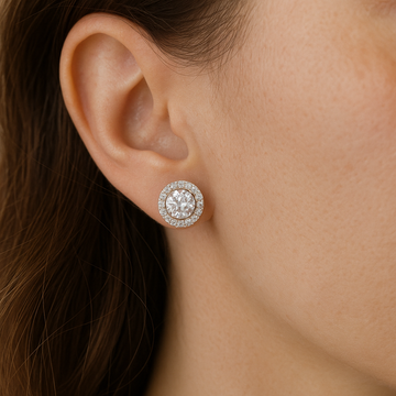 Silver Crystal Moon Earring