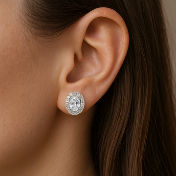 Silver Sugar Crystal Earring